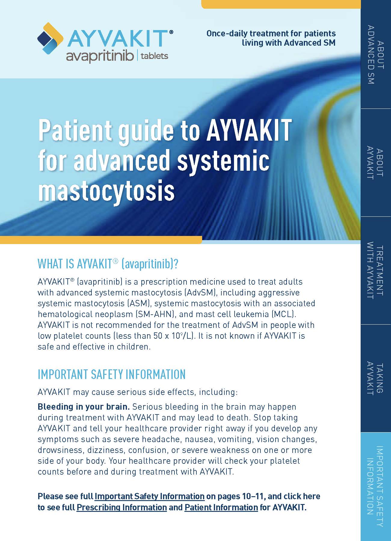 Thumbnail image of AYVAKIT for AdvSM patient brochure