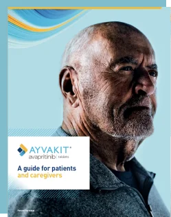Thumbnail of AYVAKIT brochure cover, with adult male looking into distance.